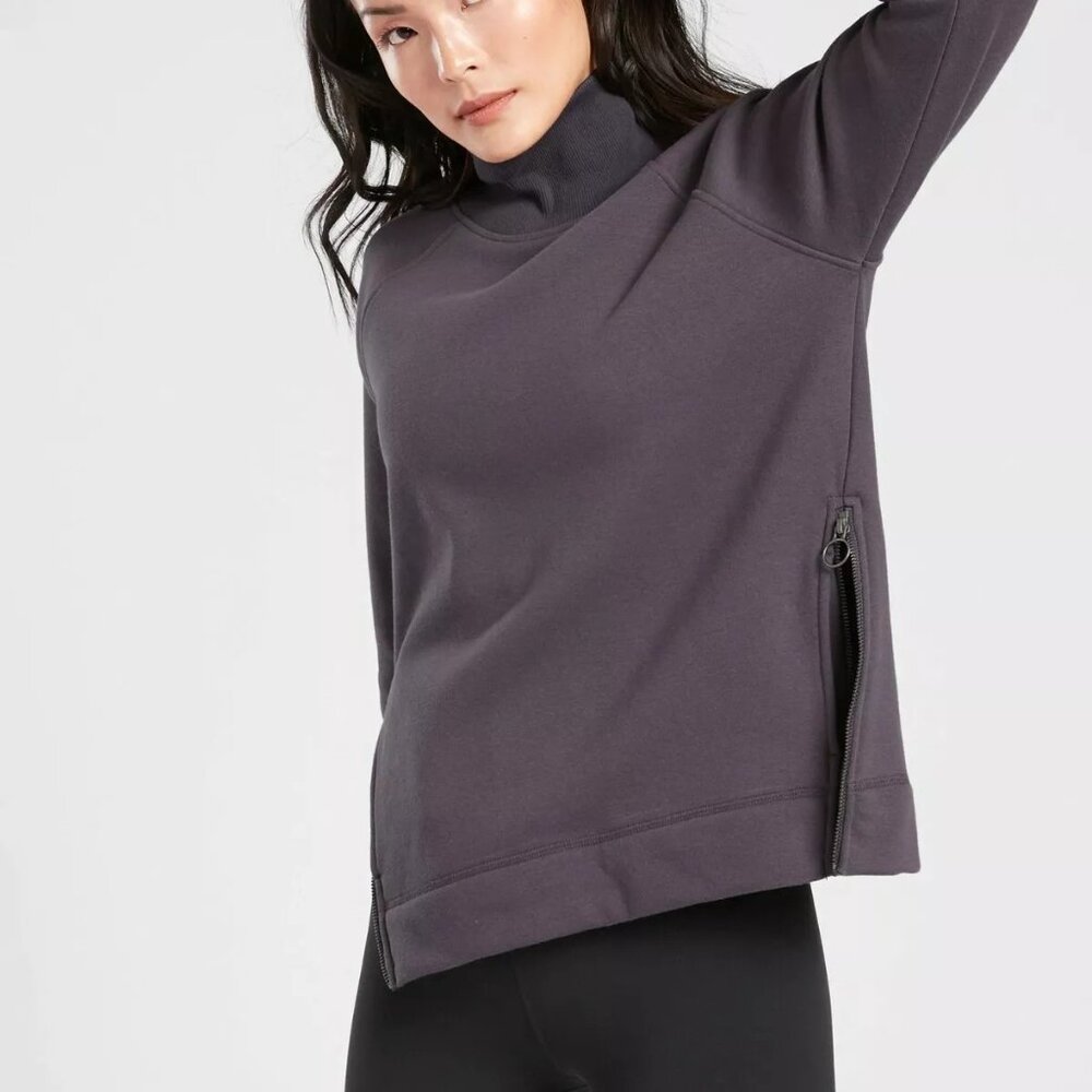 Athleta‎ Women's Cozy Karma Side Zip Funnel Neck Pullover Sweatshirt Size Small